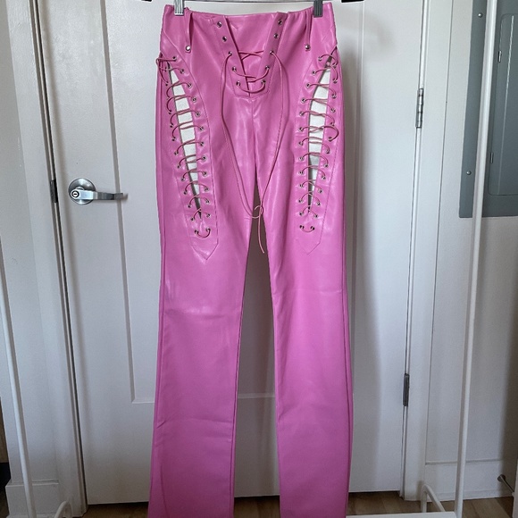 I.AM.GIA PINK FAUX LEATHER PANTS - Picture 2 of 3
